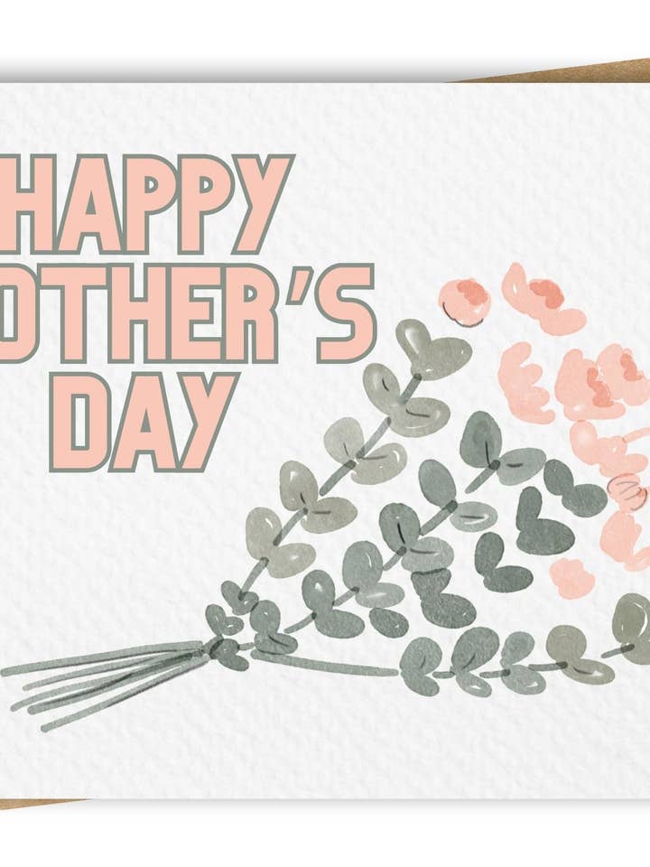 Mother's Day Peach Floral Card - Includes Kraft Envelope for wholesale by Paper Kuts