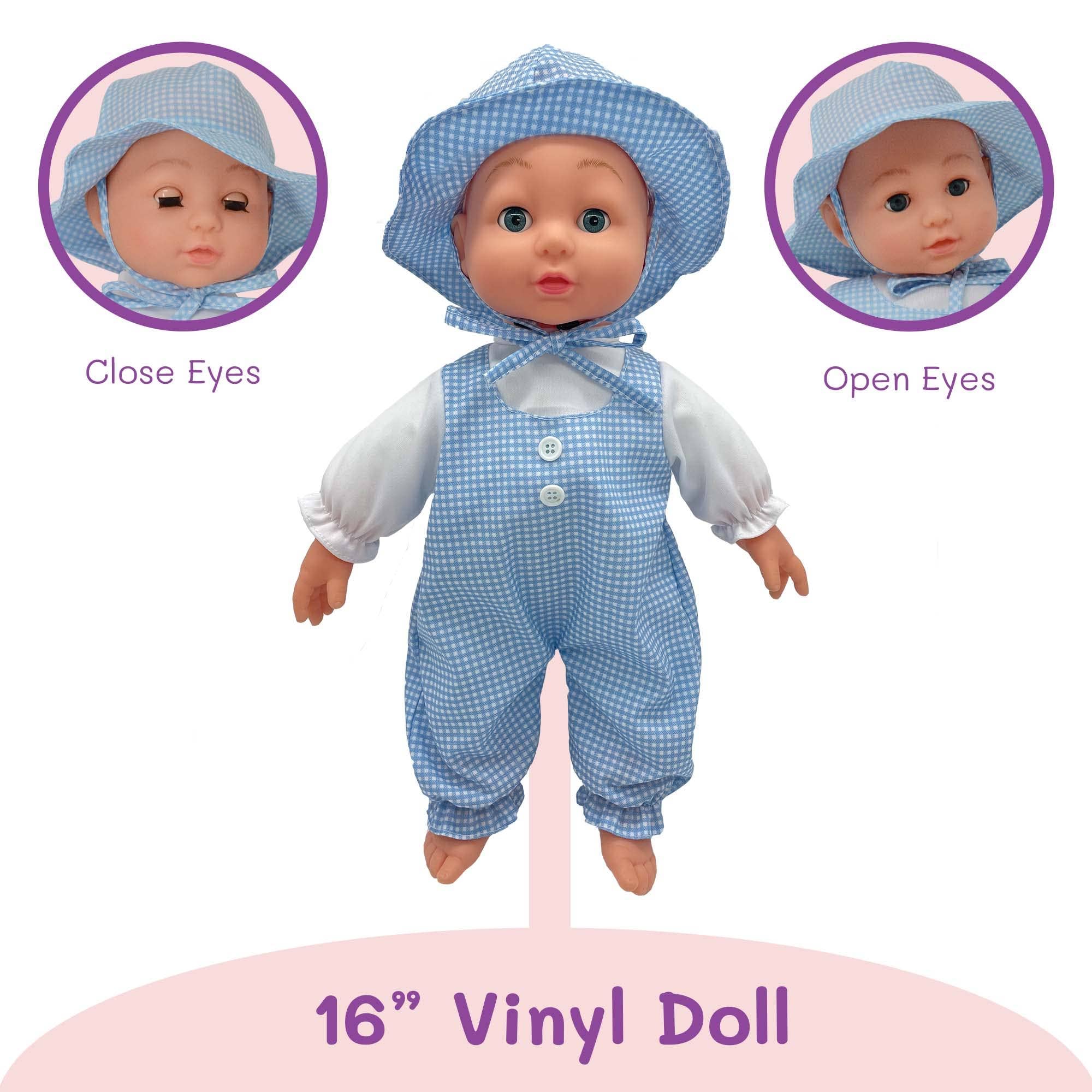 The New York Doll Collection - Wholesale Doll - Kids - 16" Realistic Baby Doll Plush Body Gingham Print - Girl, Boy2