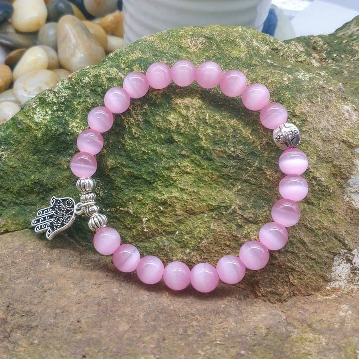 Rosa kattöga Hamsa-armband för wholesale av Koch La Ni Jewelry