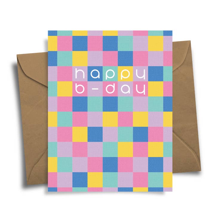 Happy B-Day! Party Checkers for wholesale by Radical Hearts Print Lab