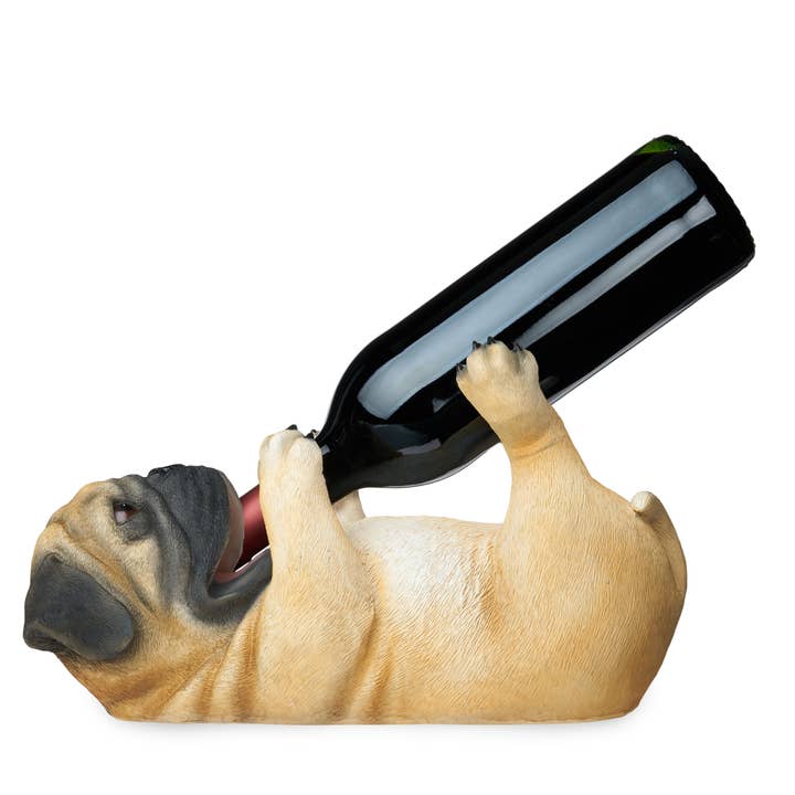 Decorative Animal Wine Bottle Holder Pug for wholesale by TRUE