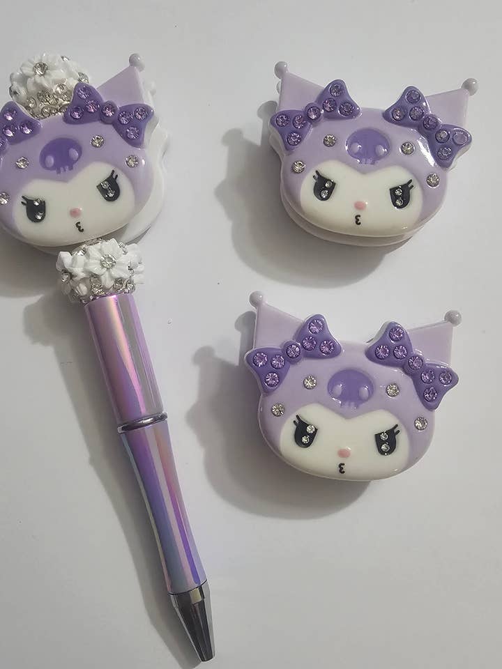 1 pc - Acrylic Rhinestone Purple Kuku - 2 in for wholesale by MadiLind's Crafting Corner, LLC