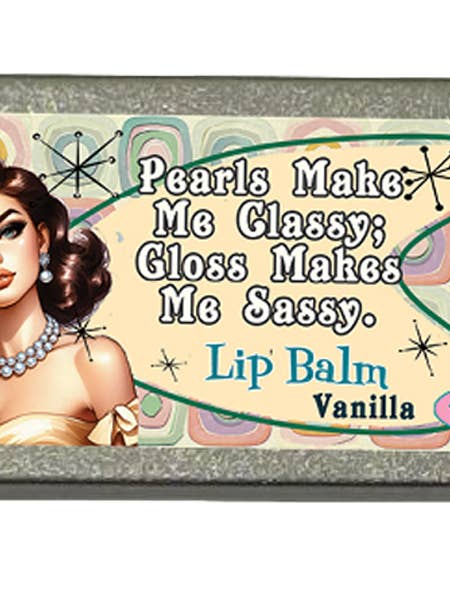 Lip Balm Tin, Vanilla, Pearls make me classy for wholesale by Sassy Talkin