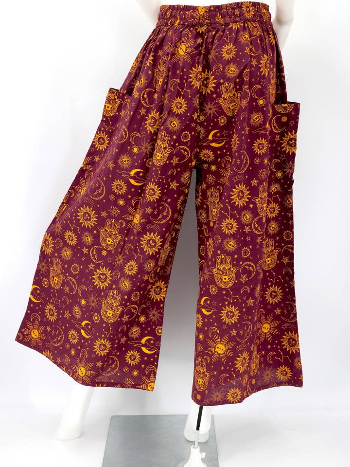 Himalaya Handmade - Wholesale Pants – Women's - Cotton Hippie Handmade Harem Celestial Print Wide Leg Bohemian Trousers7