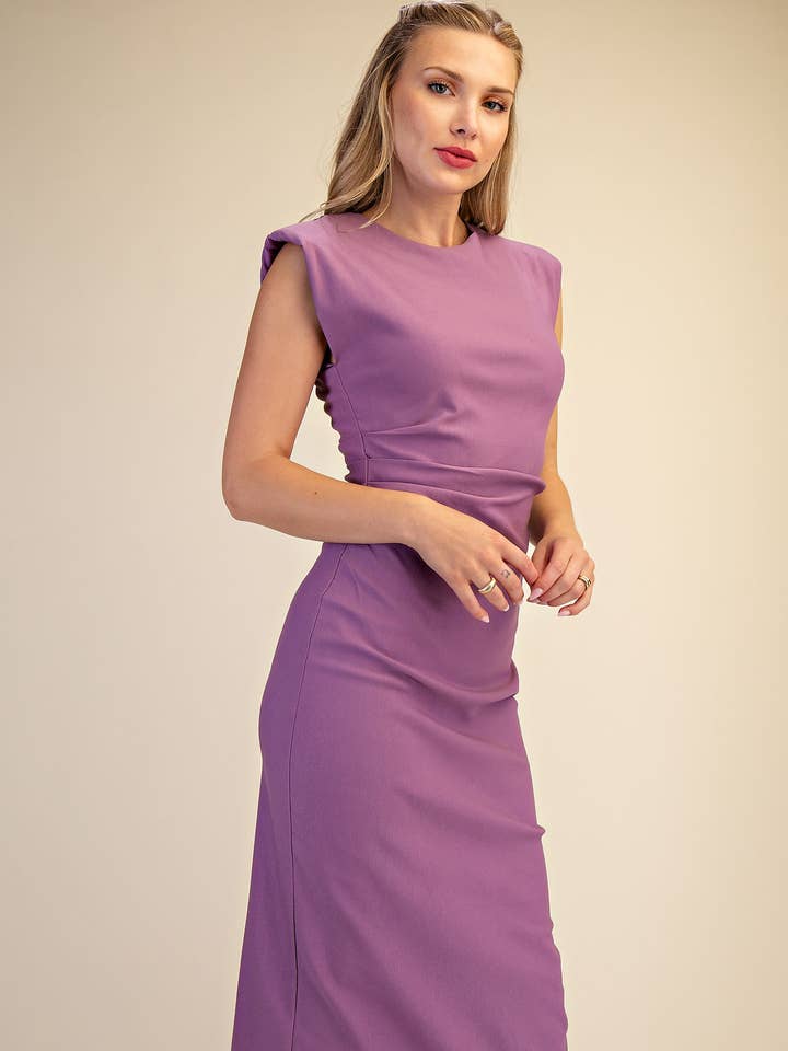 Round Neck Sleeveless Stretch Midi Dress for wholesale by Glam