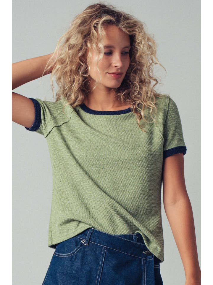 Urban Daizy - Wholesale Knit Top - Women's - Sporty Trim Textured Crewneck Top14