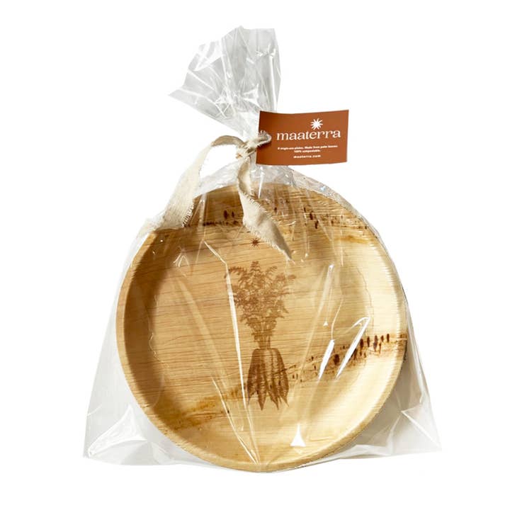 maaterra - Wholesale Disposable Plate - Compostable Palm Leaf Plates - Single Arrow, 6-12"5
