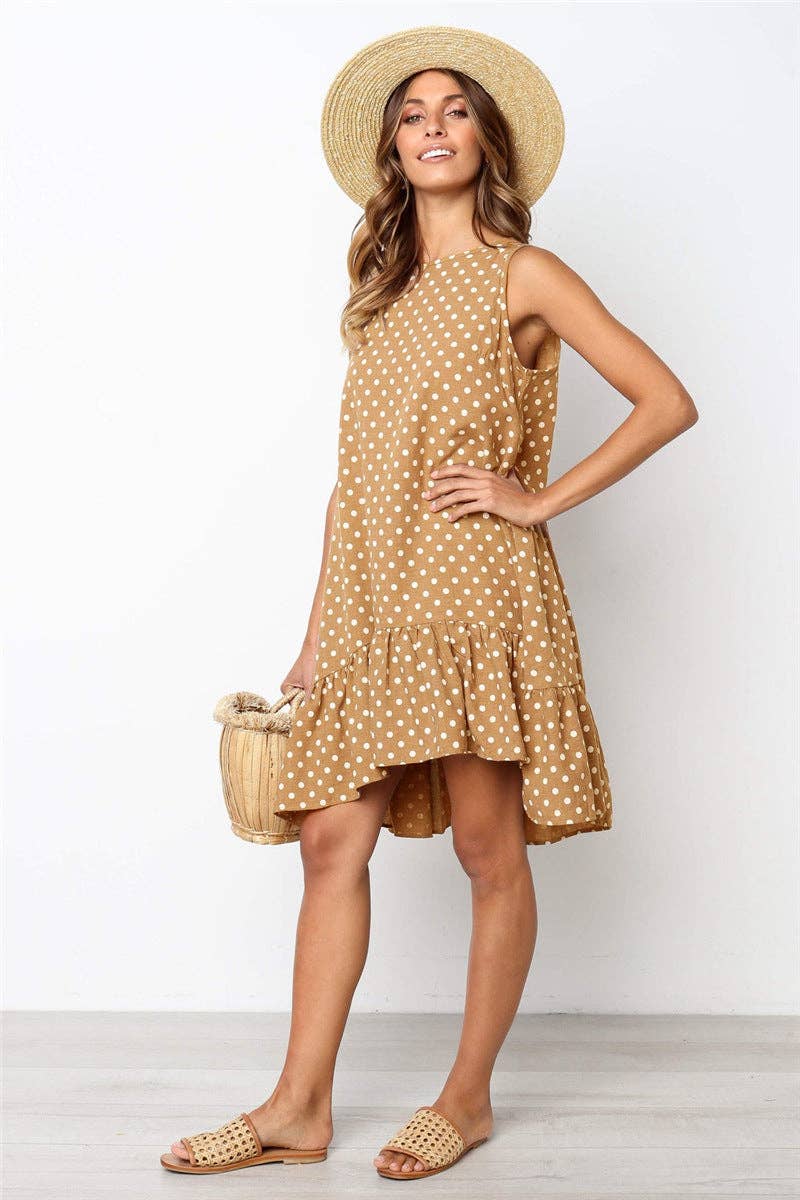 Sharon Tatem Fashion LLC - Wholesale Dress - Women's - Dress Sexy Boho Beach Sundress Women Floral Printed Polka Dot64