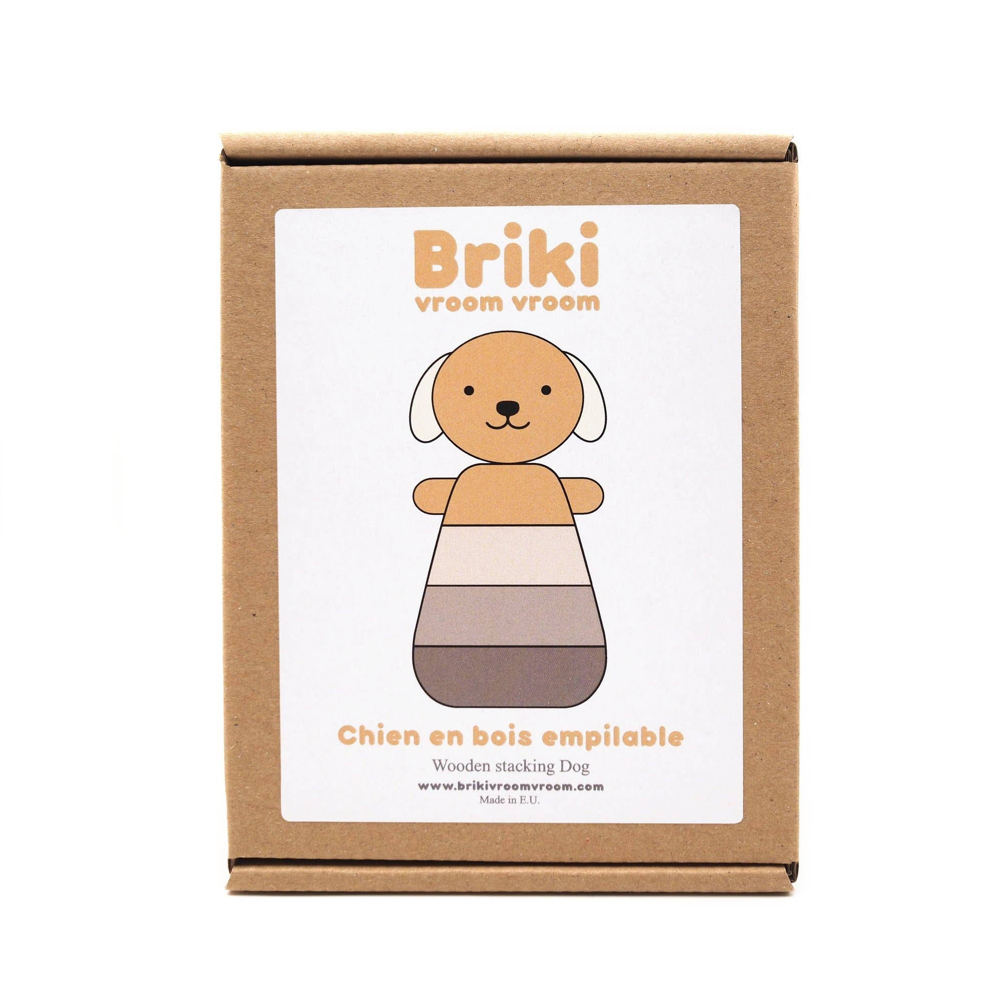 Briki Vroom Vroom – wholesale Wood toy – Child – Stackable wooden dog/Wooden stacking Dog2