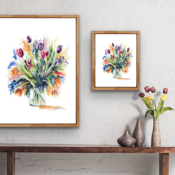 "Bouquet Of Tulips" Floral Print for wholesale by Beth Suter Art