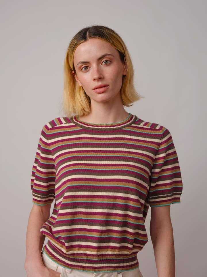Mini Stripe Ruben Tee - Camu Camu for wholesale by The Endery
