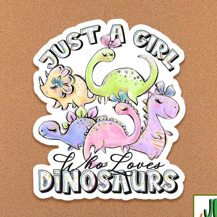 Bare en pige, der elsker dinosaurer sødt klistermærke for engroshandel hos Swanky Bazaar