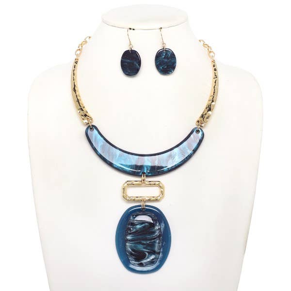 anbfashion - Wholesale Pendant/Charm Necklace - ACRYLIC GEOMETRIC STATEMENT NECKLACE SET N160441