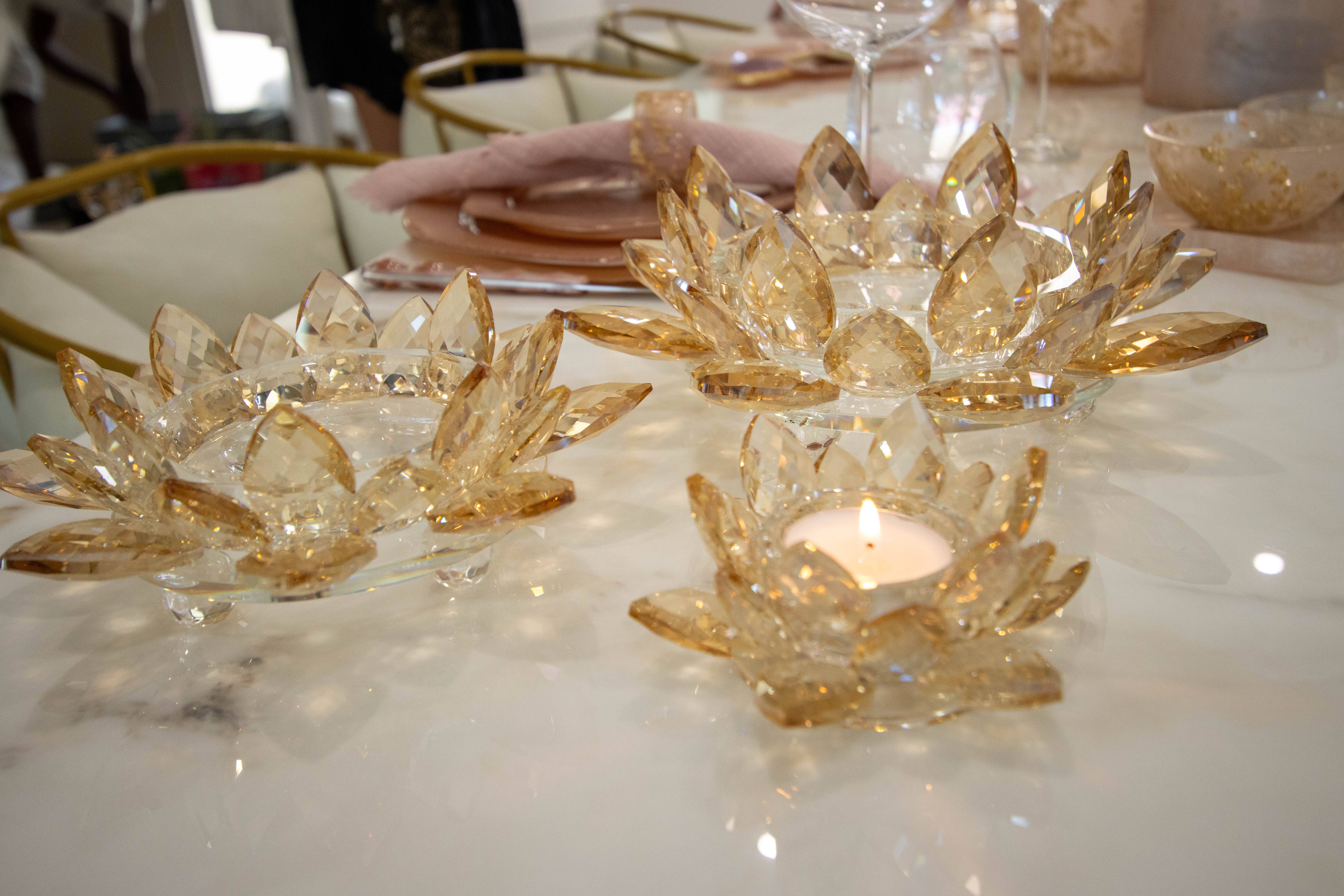 AULICA - Wholesale Candle Holder - Amber Lotus Candle Holder 11X11X5cm3