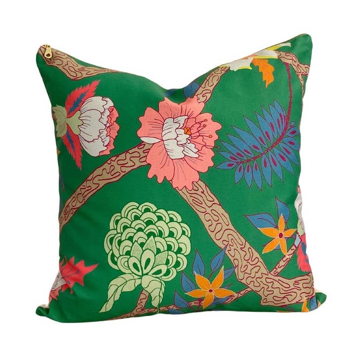 Green Peony Branch Pillow Cover - by Danika Herrick 18x18 for wholesale by Alme Design Co
