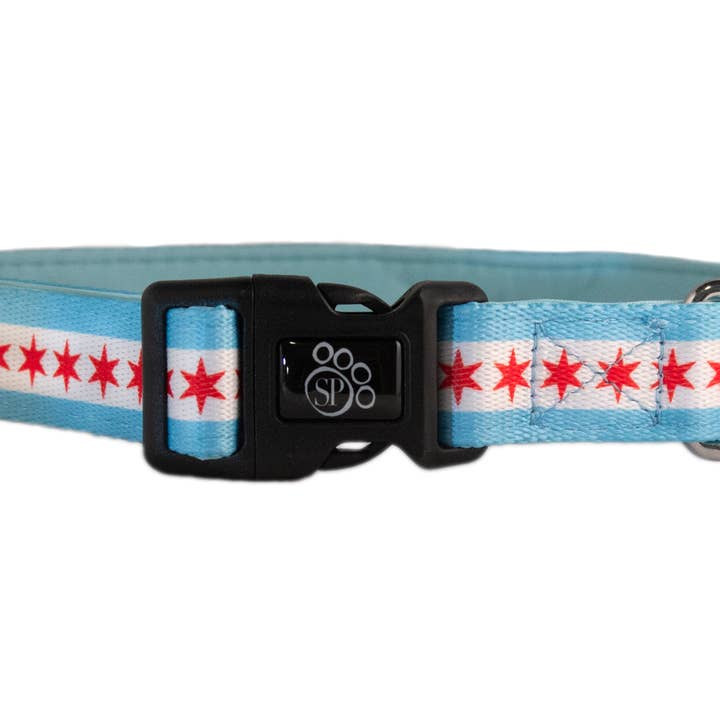 Sophisticated Pup - Wholesale Pet Collar - Dog - Chicago Flag Dog Collar - Comfort Soft