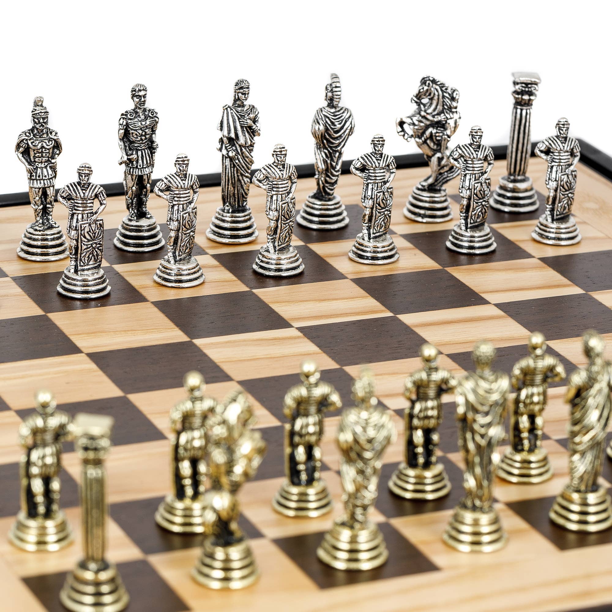 ARTIA LTD - Vendita all'ingrosso Giochi da tavolo - Set di scacchi in legno d'olivo con pezzi metallici in scatola nera6