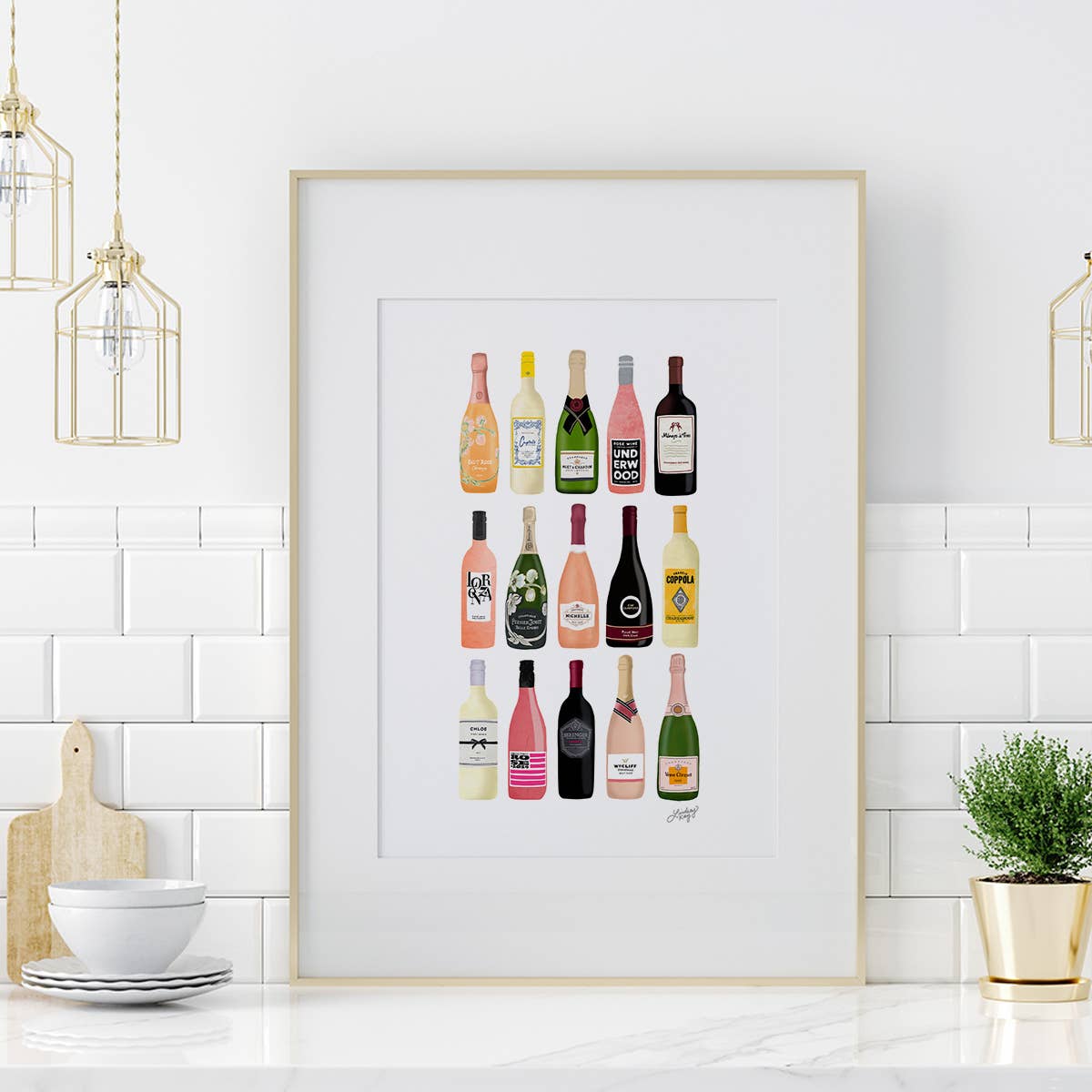 Lindsey Kay Collective - Wholesale Art Print - Wine and Chamapagne Bottles Illustration - Art Print3