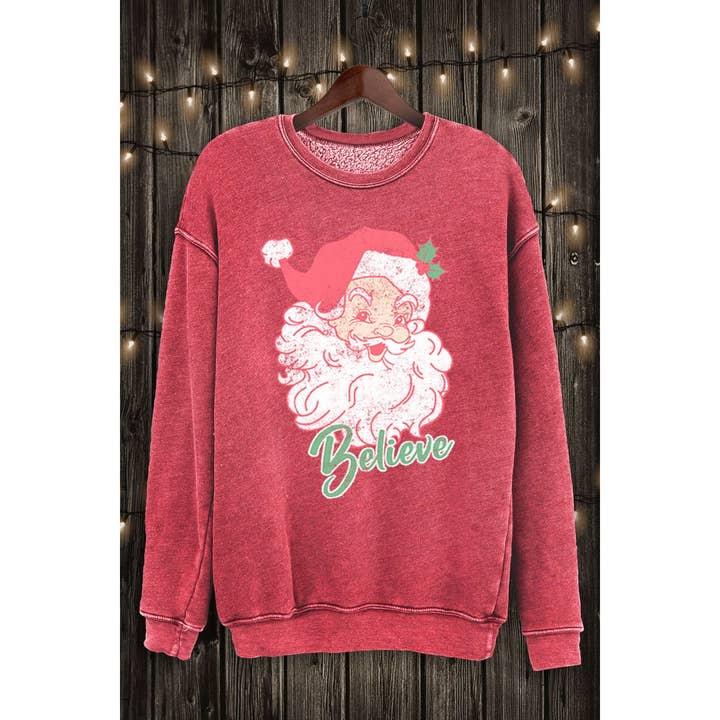 HRTandLUV - Wholesale Sweatshirt - Women's - BELIEVE SANTA MINERAL SWEATSHIRTS6