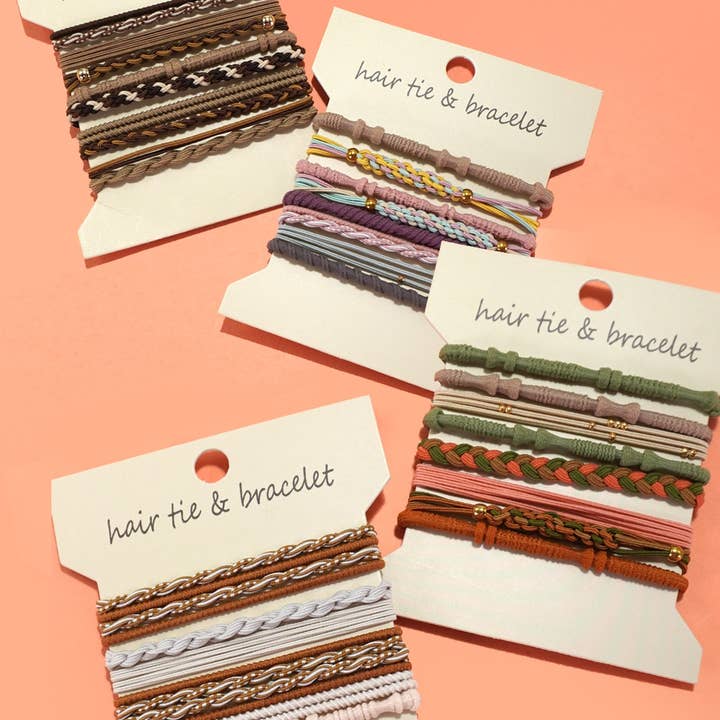 JOSSLYN by wall to wall - Wholesale Woven/Braided Bracelet - BOHO DUAL FUNCTION KNOT BRACELET HAIR TIES | 40BH103