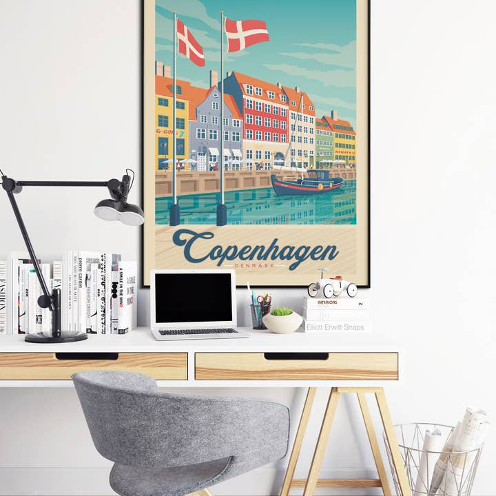 Olahoop Travel Posters - Wholesale Poster - Copenhagen Nyhavn - Denmark travel poster1
