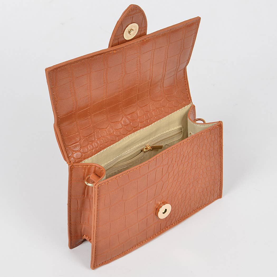 3AM BY H&D ACCESSORIES - Wholesale Crossbody Bag - Women's - Faux Croc Top Handle Crossbody Bag2