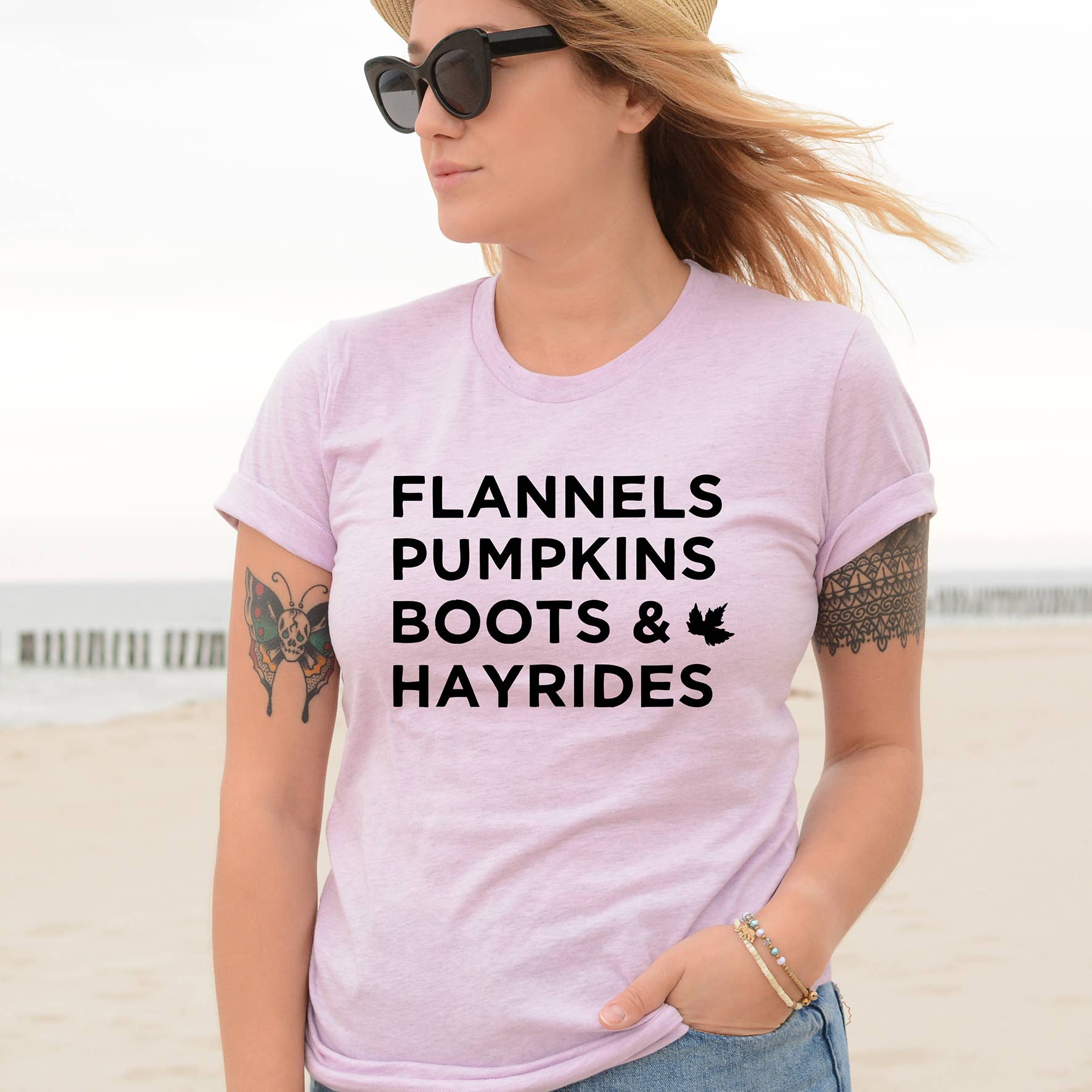 Zoe Creative Co - Vendita all'ingrosso Maglietta serigrafata - Donna - Flannels Pumpkins Boots Hayrides T-Shirt Autunno Camicia Ottobre5