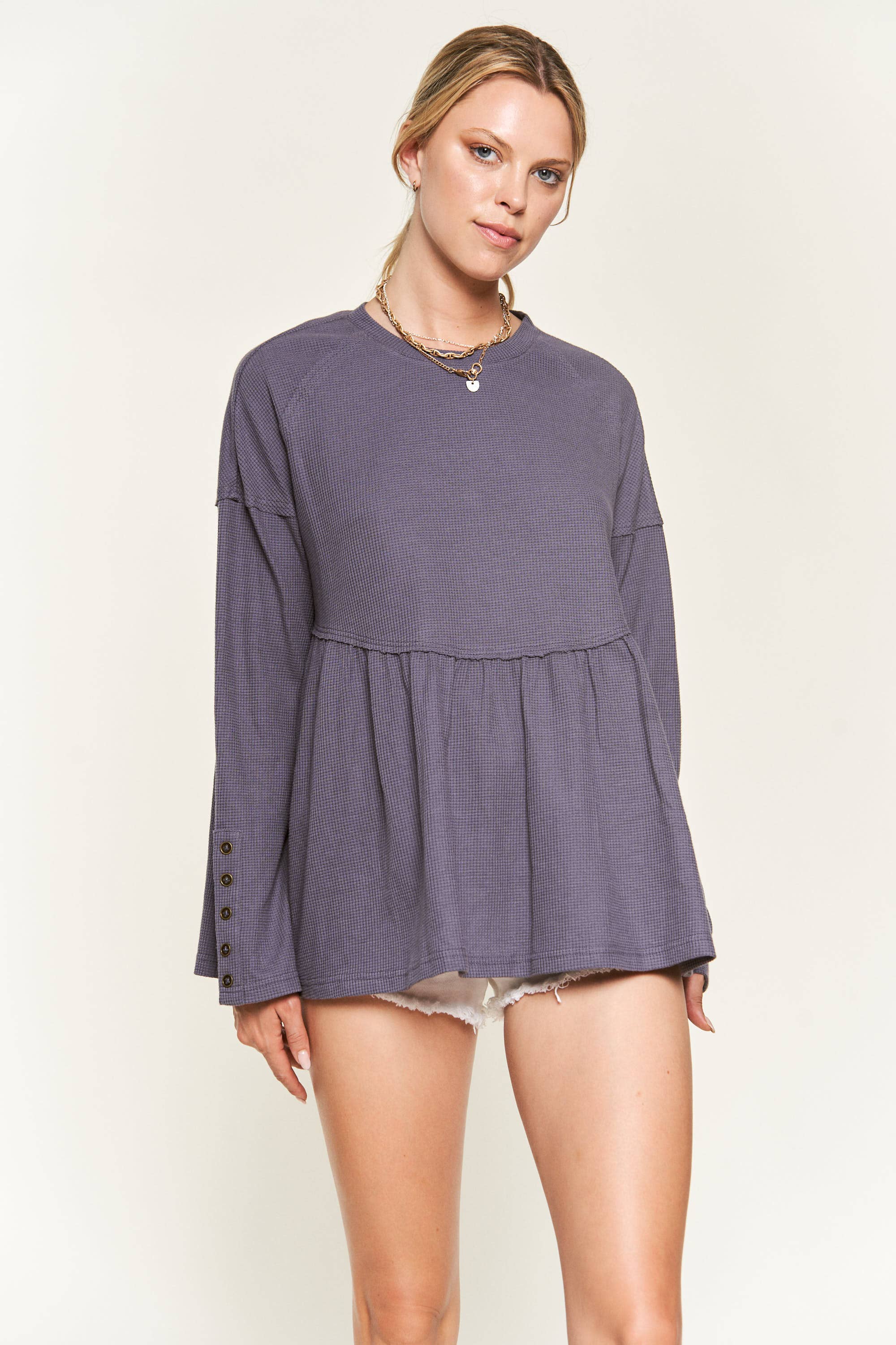 JADE BY JANE - Vendita all'ingrosso Felpa - Donna - Pullover in tessuto a maglia waffle JJT5045 12