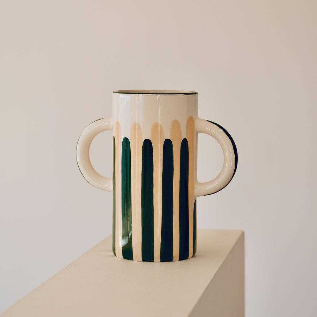 Oustao - Wholesale Vase - Mediterranea ceramic vase - Green/beige stripes3