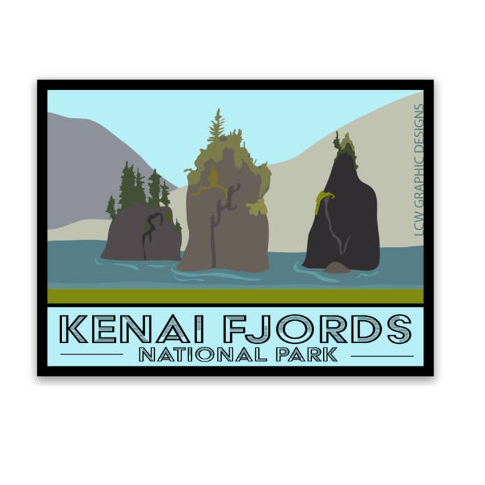 Kenai Fjords Sticker - Spire Cove - Alaska - National Park V for wholesale by LCW Graphic Designs