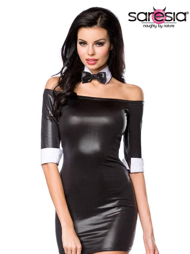 Minivestido con pajarita - Negro/Blanco - 18200 para venta al por mayor de atixo GmbH