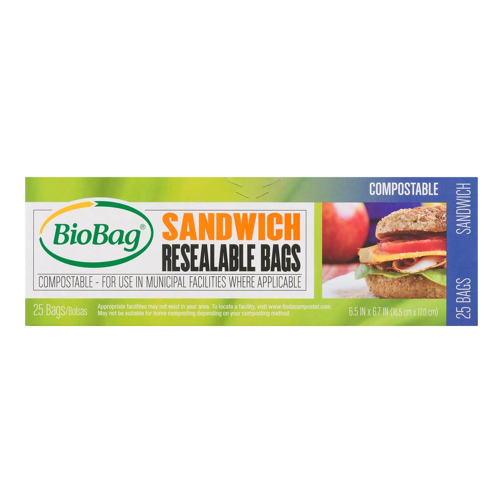 BioBag America Inc - Vente Sachet de conservation/film alimentaire - Sacs à sandwich refermables BioBag 100 % compostables (300 au total)1