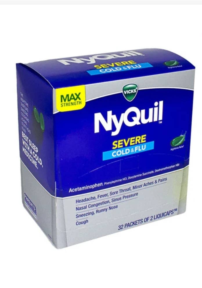 Go Direct Foods - Wholesale Oral Supplement/Vitamin - Nyquil, Cold & Flu, Severe, Max Strength 32 PACK