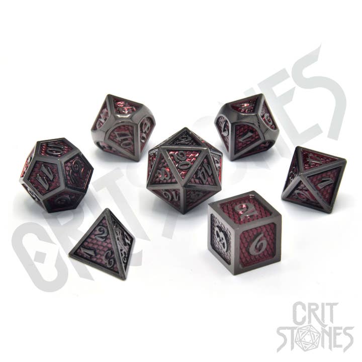 GlassStaff – wholesale Dice – Red Wyrmskin Metal RPG Dice Set