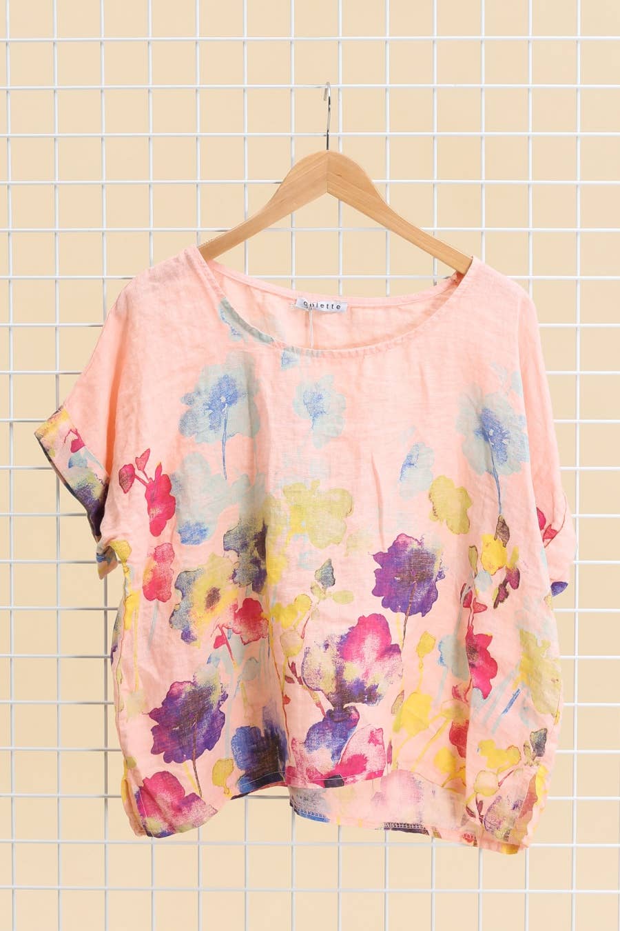 la maison des fibres naturelles – wholesale T-shirt – women's – Round neck printed linen T-shirt 23310 100% LINEN11