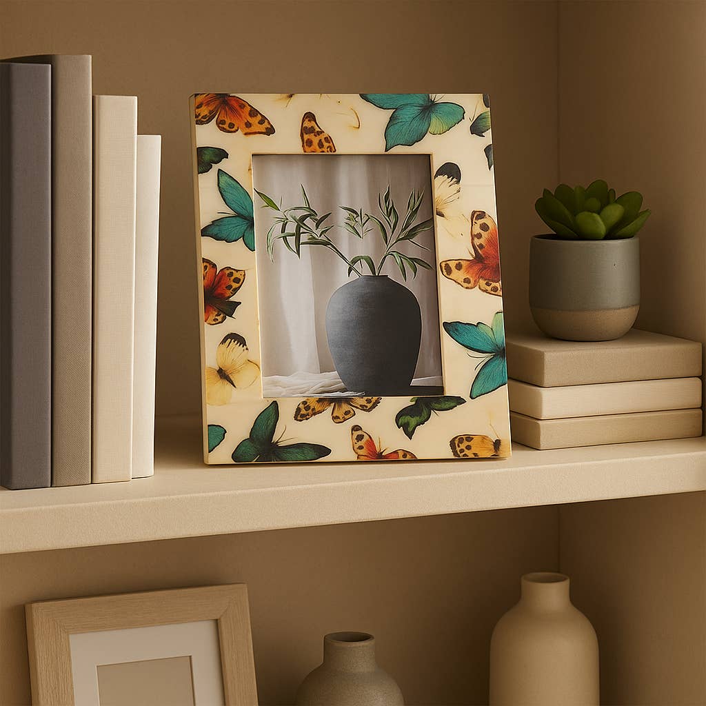 Sagebrook Home - Wholesale Picture Frame - Photo Frame - Ivory Wood Butterflies, 5x7 in.0