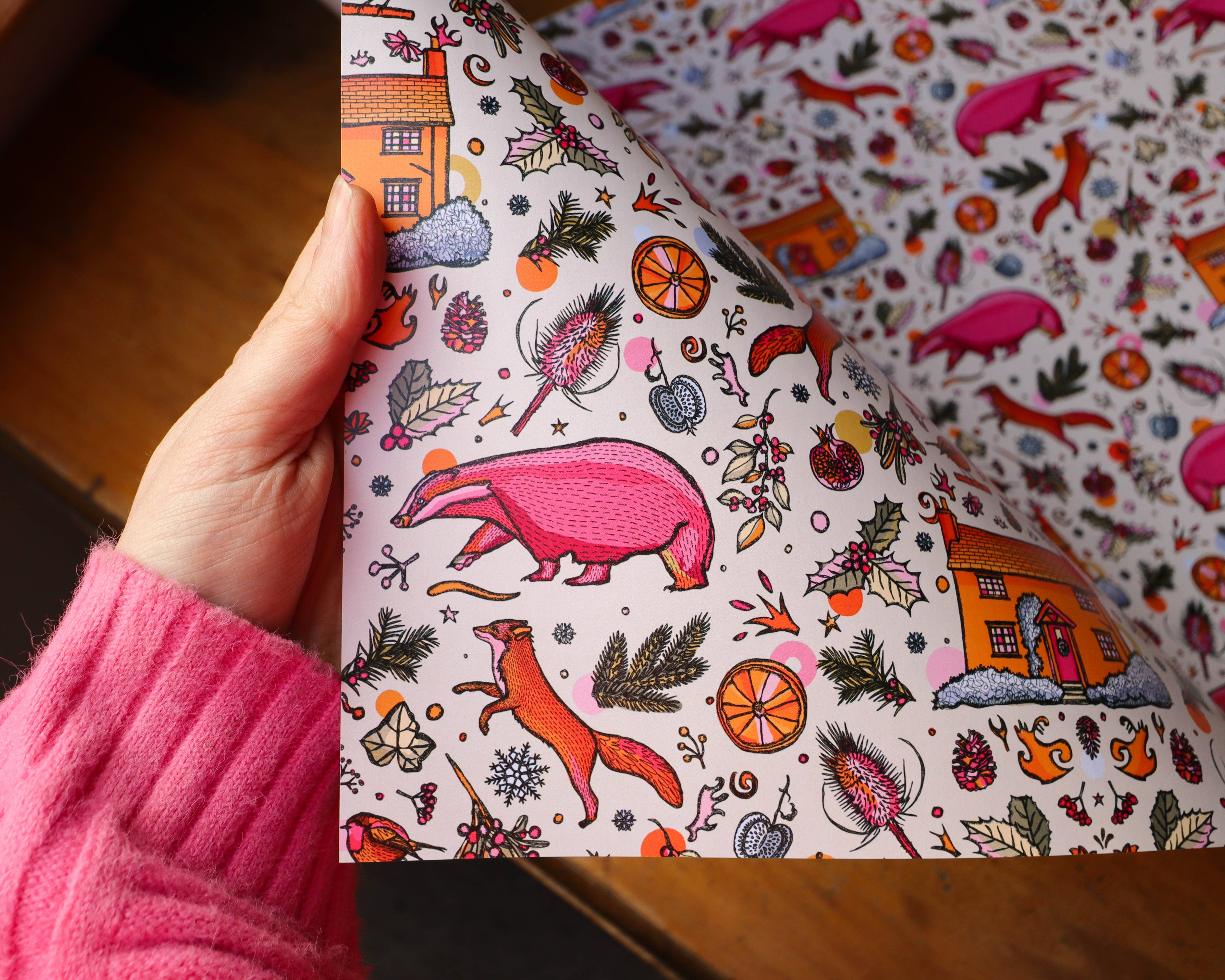 Freya Niamh - Wholesale Flat Wrap - Winter Woodland Christmas Wrapping Paper5