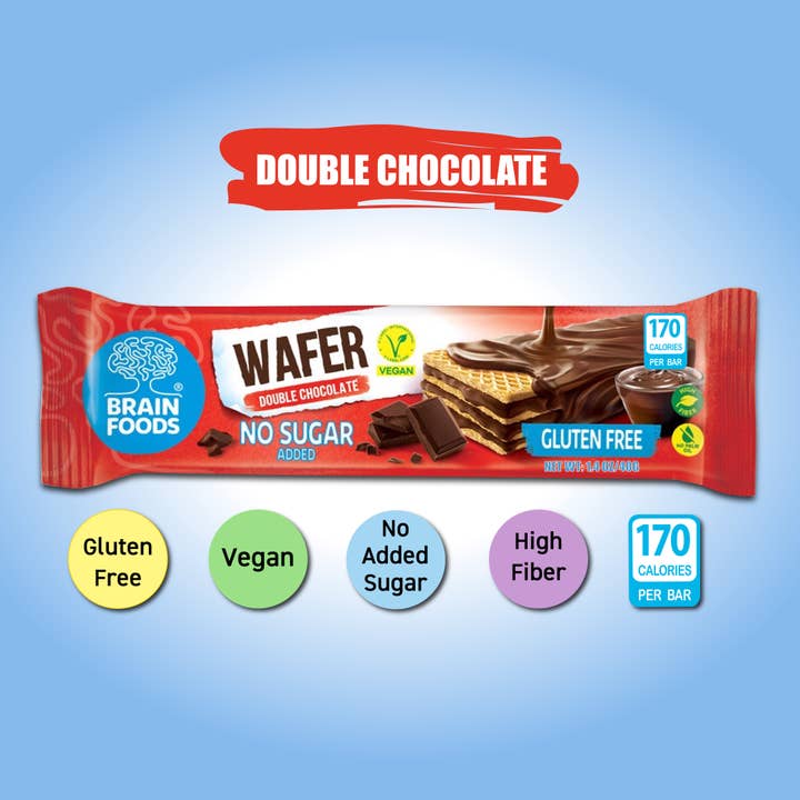 Wilton Mettler LLC - Wholesale Snack Bar - BRAIN FOODS Gluten Free Vegan Wafers (Double Chocolate)2