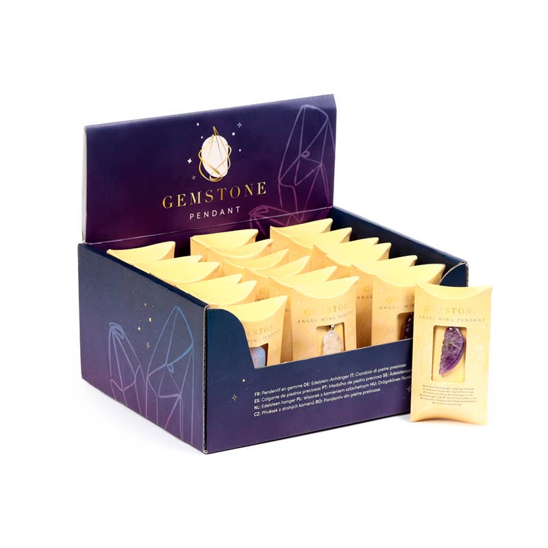 Puckator EU - Wholesale Spiritual Stone/Crystal - Healing Stone Gemstone Angel Wing Shaped Pendant0