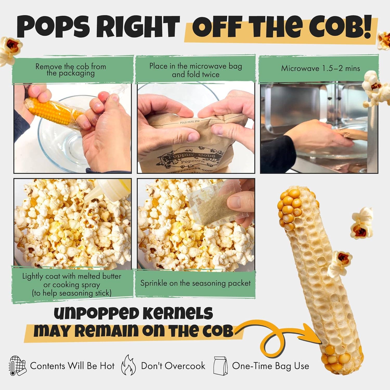 Poppin' Cobs Popcorn - Wholesale Popcorn - Popcorn on the Cob with Dill Pickle Seasoning6