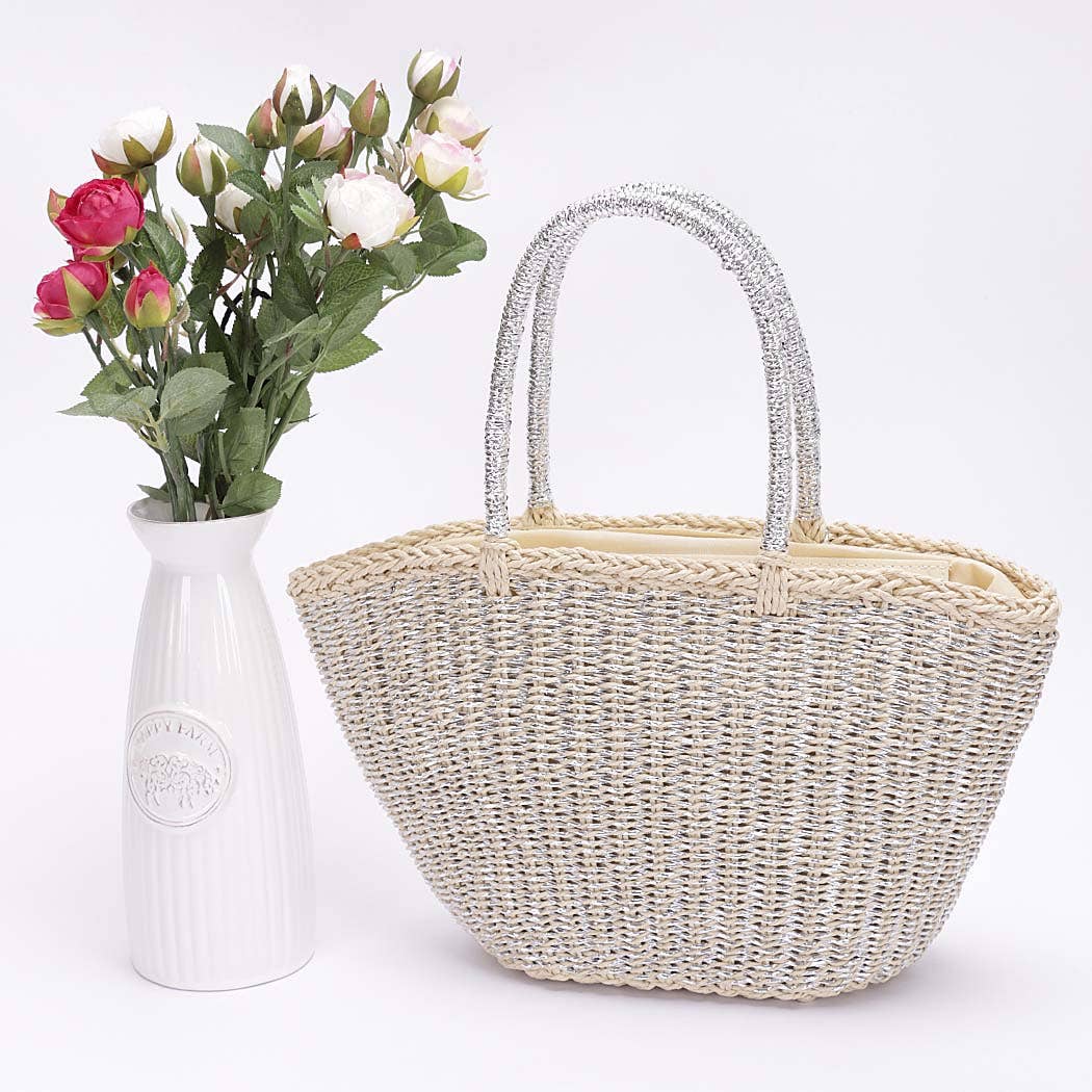 3AM BY H&D ACCESSORIES - Wholesale Beach Bag - Faux Straw Sunshine Tote3