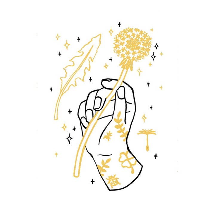 Dandelion Hand MTL Tattoo Pair for wholesale by Tattly
