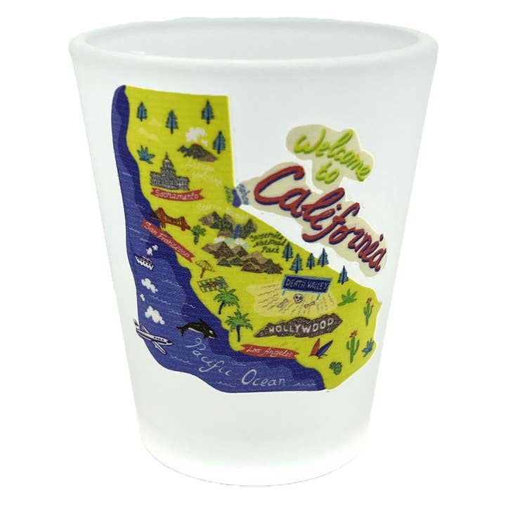 7 Star - Wholesale Shot Glass - California Map Frosted State Shot Glass 2 oz