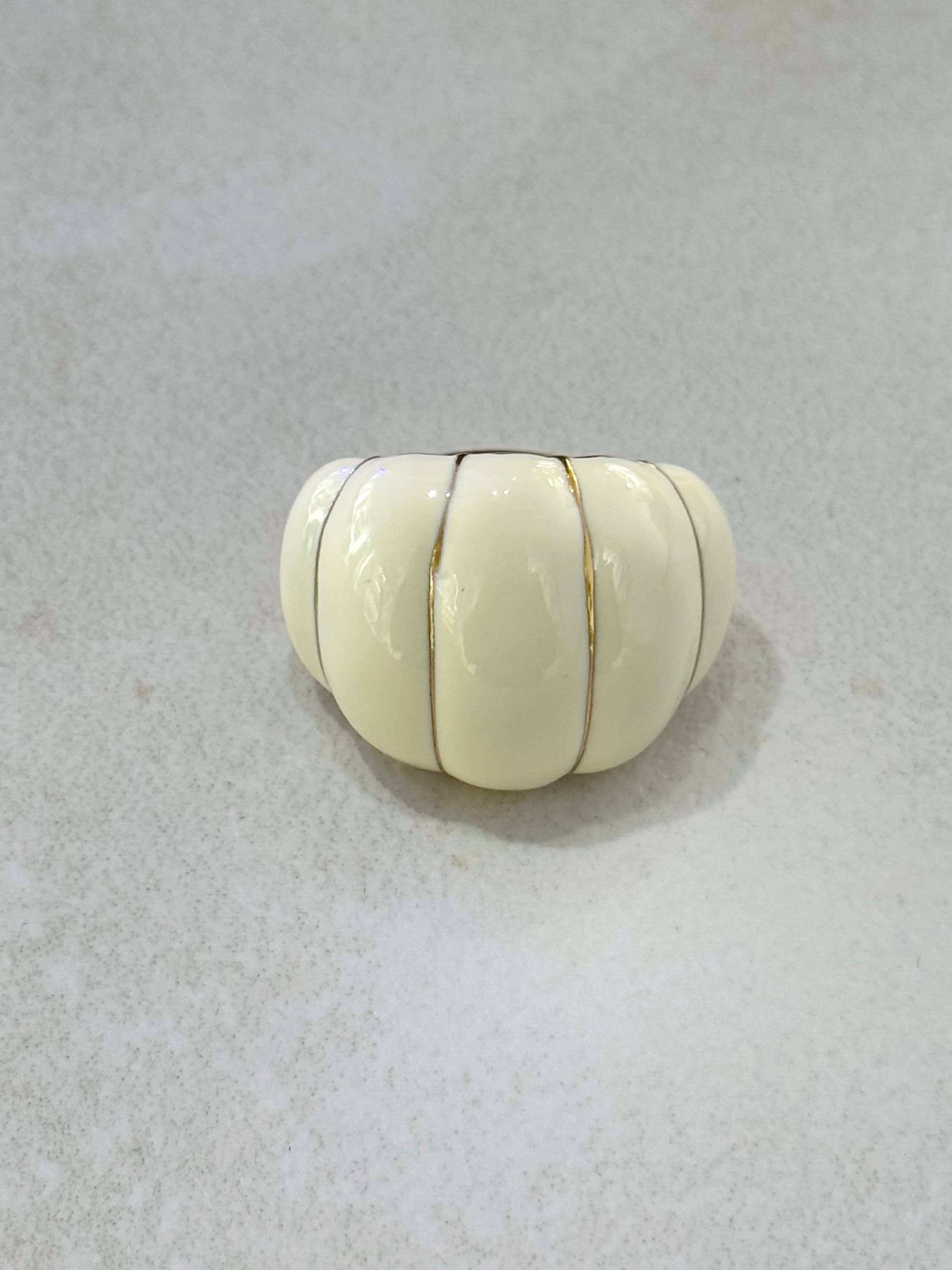 Cassette Barcelona – wholesale Cocktail/statement ring – Pumpkin Adjustable Stainless Steel Enamel Ring 3