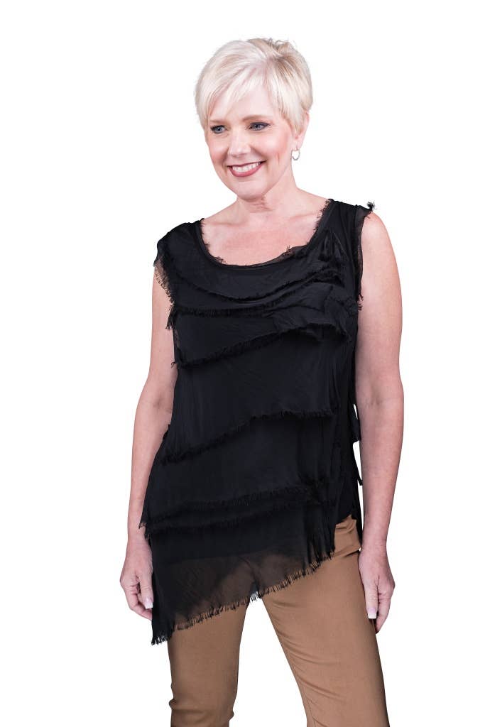 TINA Stephens Italy/Tees By Tina - Wholesale Blouse - Women's - Arianna Silk Ruffle Top (BT205)0