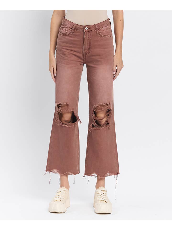 AZTEC 90'S VINTAGE SUPER HIGH RISE CROP FLARE JEANS V2736AZ for wholesale on Faire