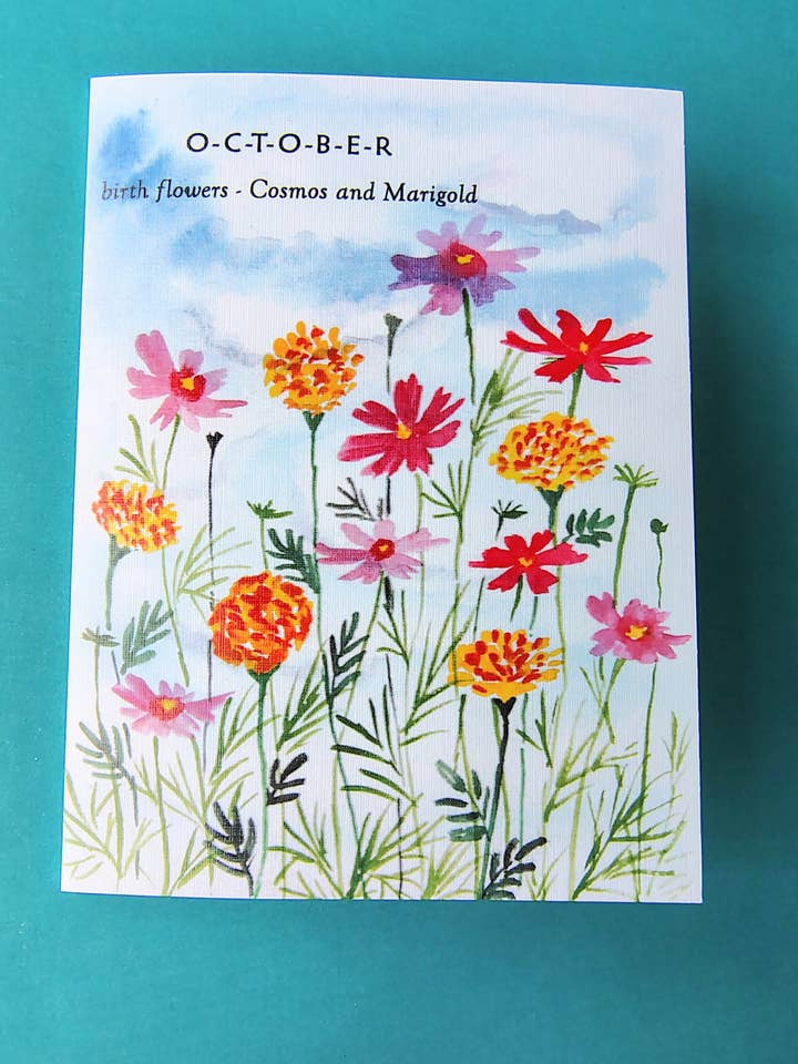 HBD October birth flowers| Happy Birthday Greeting Card for wholesale by Artcolorworks