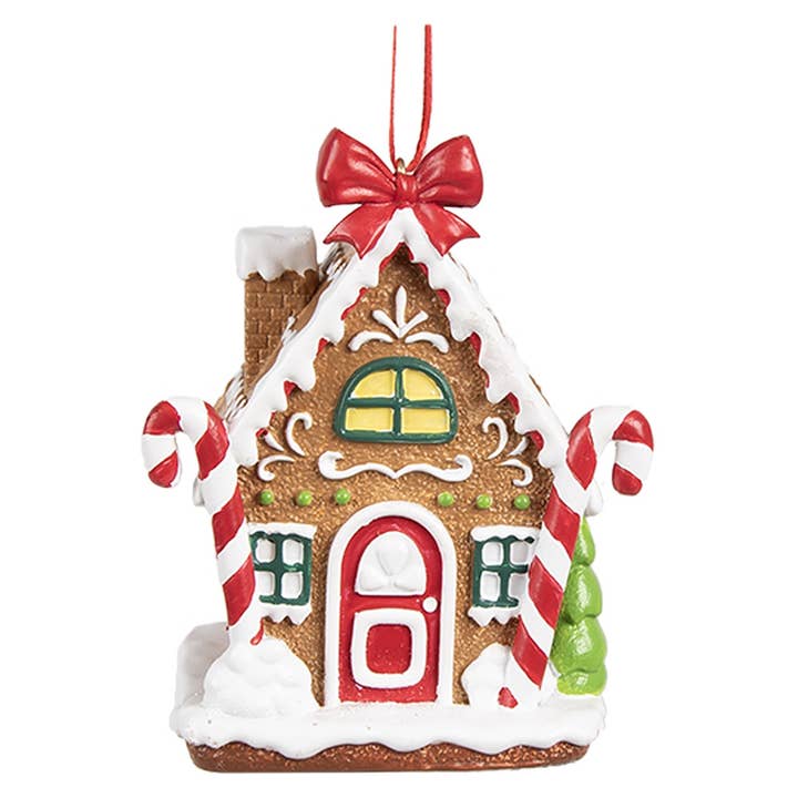 6PR4254 Christmas Ornament Gingerbread house 7x5x9 cm Brown for wholesale by Clayre & Eef