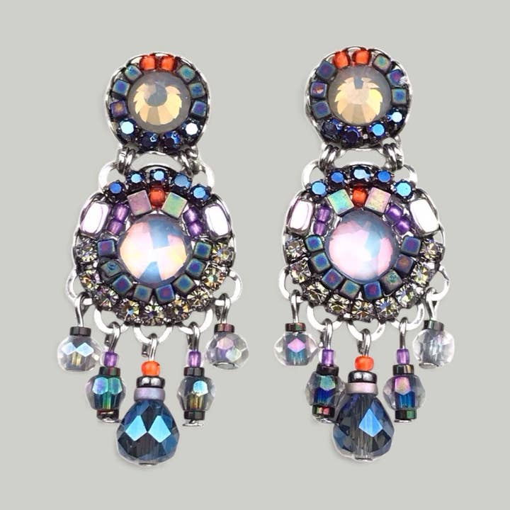 Boucles d'oreilles en cristal GREY HORIZON ACIER pour la vente par melizijewelry