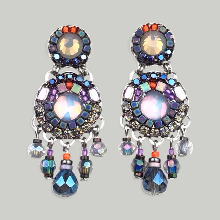 GREY HORIZON STEEL crystal earrings for wholesale by melizijewelry